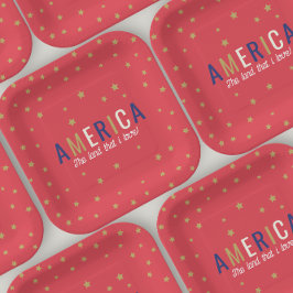 Amerikanska röda 4 juli-dekorationer Pappers tallr