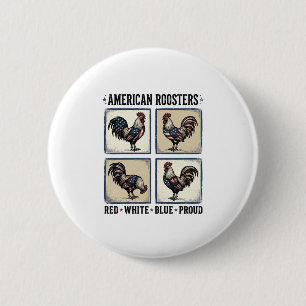 Amerikanska Roosters Vintage Patriotisk T-Shirt De Knapp
