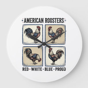 Amerikanska Roosters Vintage Patriotisk T-Shirt De Stor Klocka