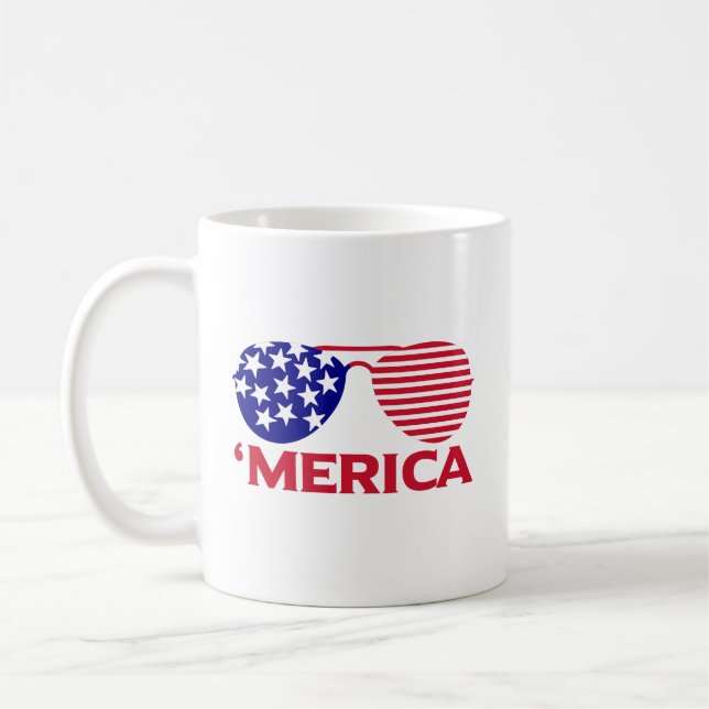 Amerikanska Rött vitt blått solglasögon Kaffemugg (Vänster)