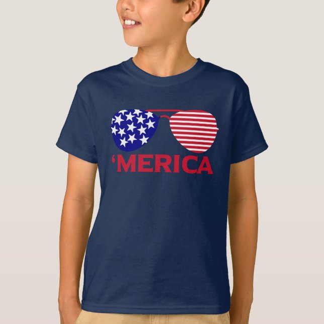 Amerikanska Rött vitt blått solglasögon T Shirt (Framsida)
