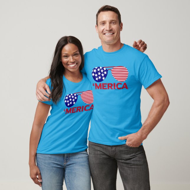 Amerikanska Rött vitt blått solglasögon T Shirt (Unisex)