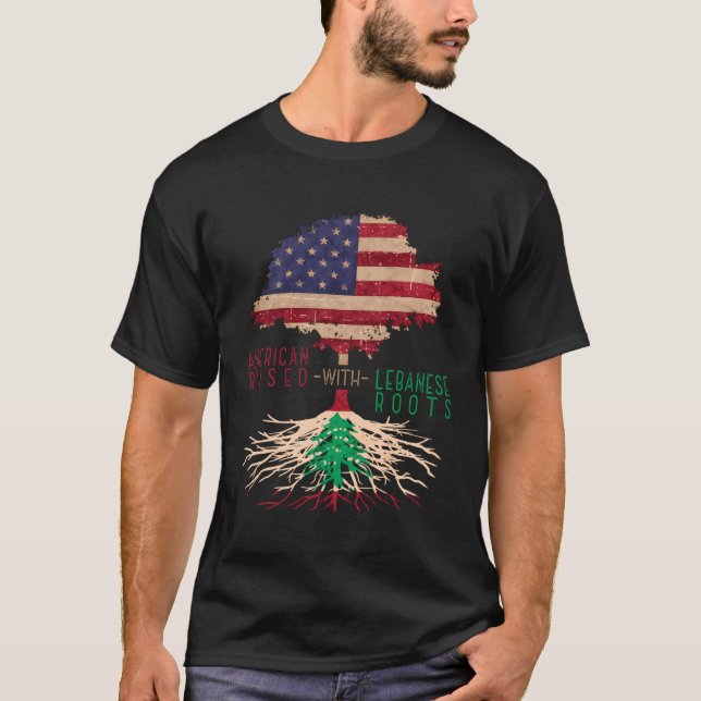 Amerikanska rötter med libanesiska rötter Libanon  T Shirt (Framsida)