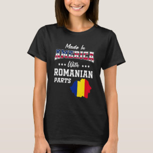 Amerikanska Rumänska Delar Rumänien Karta Usa Flag T Shirt
