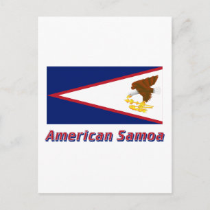 Amerikanska Samoa Flagga med Namn Vykort