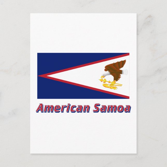 Amerikanska Samoa Flagga med Namn Vykort (Framsida)