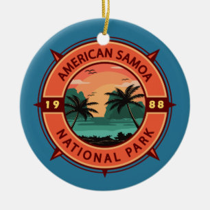 Amerikanska Samoa National Park Retro Compass Embl Julgransprydnad Keramik