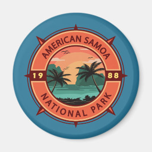 Amerikanska Samoa National Park Retro Compass Embl Magnet