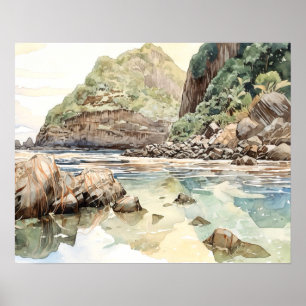 Amerikanska Samoa National Park Watercolor Poster