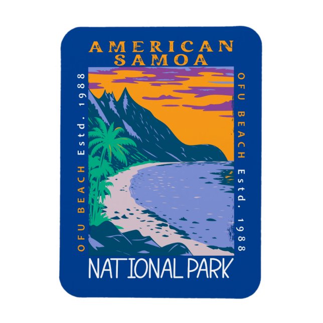 Amerikanska Samoa nationalparken Ofu Beach Distres Magnet (Vertikal)