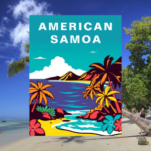 Amerikanska Samoa Retro USA Vintage resor Vykort