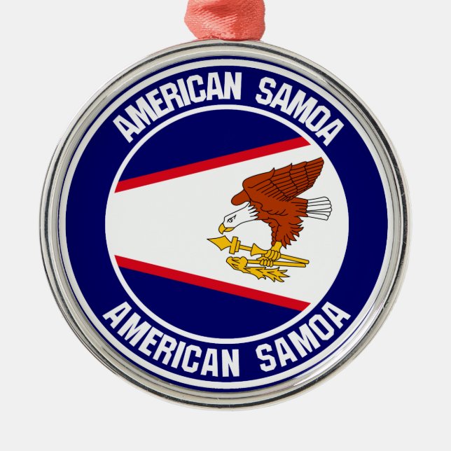 Amerikanska Samoa Round Emblem Julgransprydnad Metall (Framsidan)