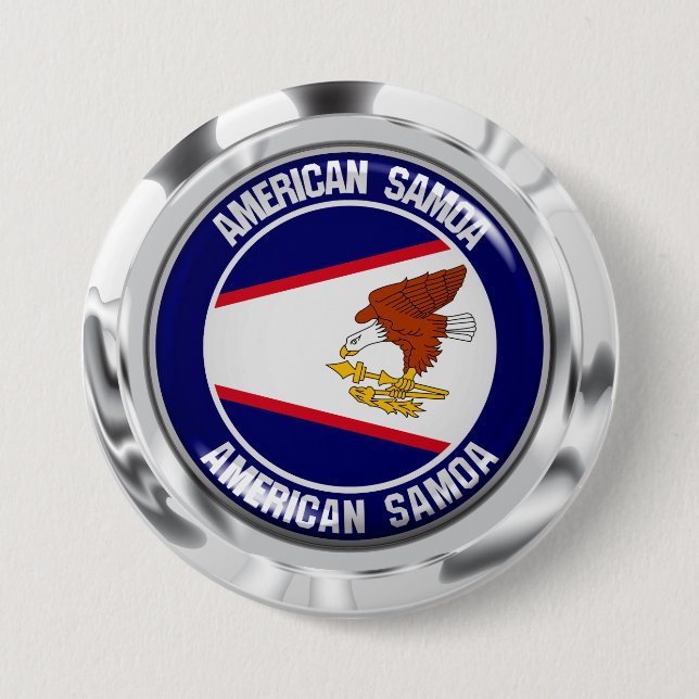 Amerikanska Samoa Round Emblem Knapp (Framsida)