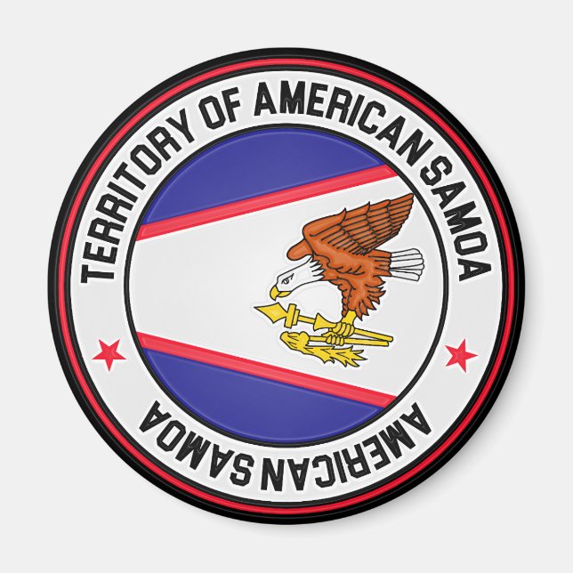 Amerikanska Samoa Round Emblem Magnet (Framsidan)