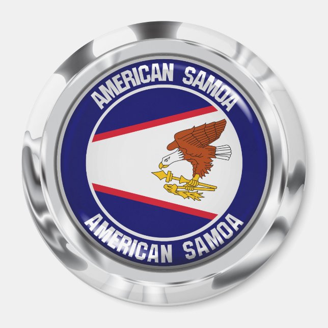 Amerikanska Samoa Round Emblem Magnet (Framsidan)