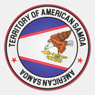 Amerikanska Samoa Round Emblem Runt Klistermärke