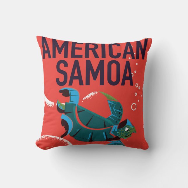 Amerikanska Samoa Vintage-resaaffisch Kudde (Framsida)