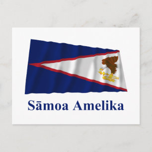 Amerikanska Samoa Wave Flagga med Namn i Samoan Vykort