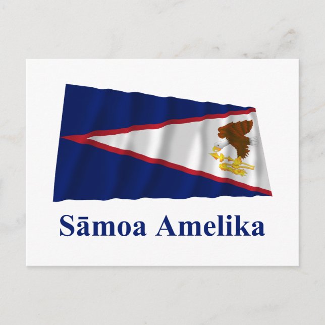 Amerikanska Samoa Wave Flagga med Namn i Samoan Vykort (Framsida)