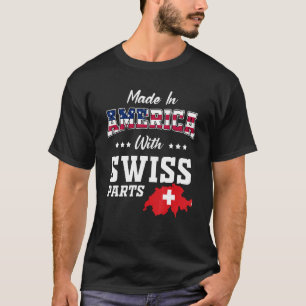 Amerikanska schweiziska delar Schweiz Karta USA fl T Shirt