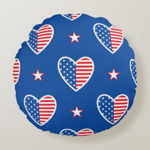 Amerikanska självständigheten: Patriotisk Vintage  Rund Kudde