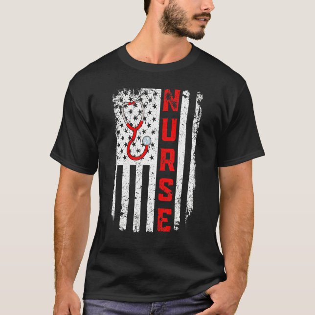 Amerikanska sjuksköterskan Stethoscope Doktor USA  T Shirt (Framsida)