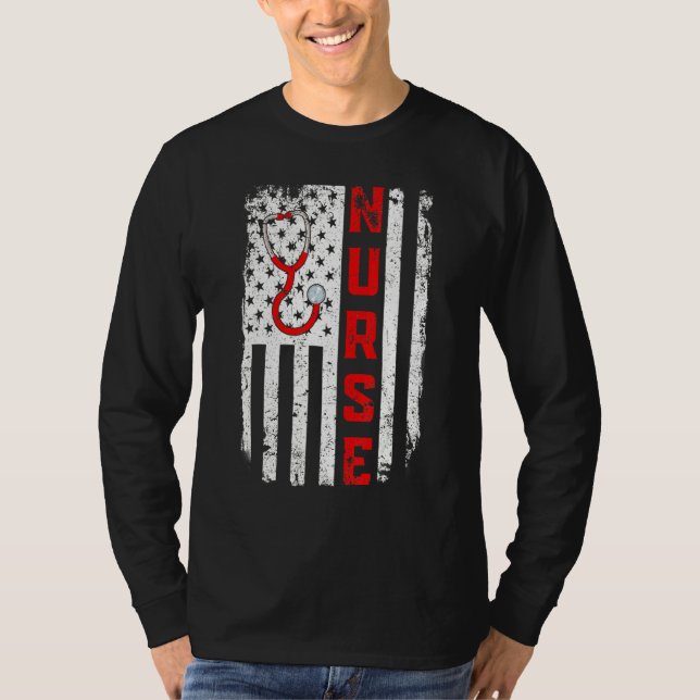Amerikanska sjuksköterskan Stethoscope Doktor USA  T Shirt (Framsida)