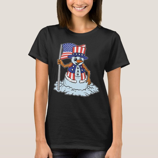 Amerikanska Snögubbe T Shirt (Framsida)