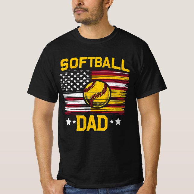 Amerikanska Softball Pappa T Shirt (Framsida)