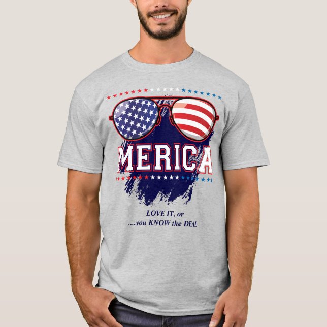 Amerikanska solglasögon Du känner till Deal Patrio T Shirt (Framsida)