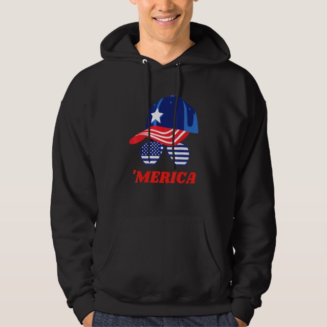 Amerikanska solglasögon och Flagga Hoodie (Framsida)