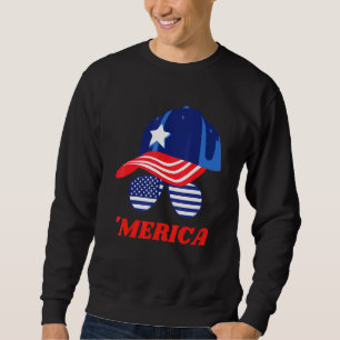 Amerikanska solglasögon och Flagga Lång Ärmad Tröja