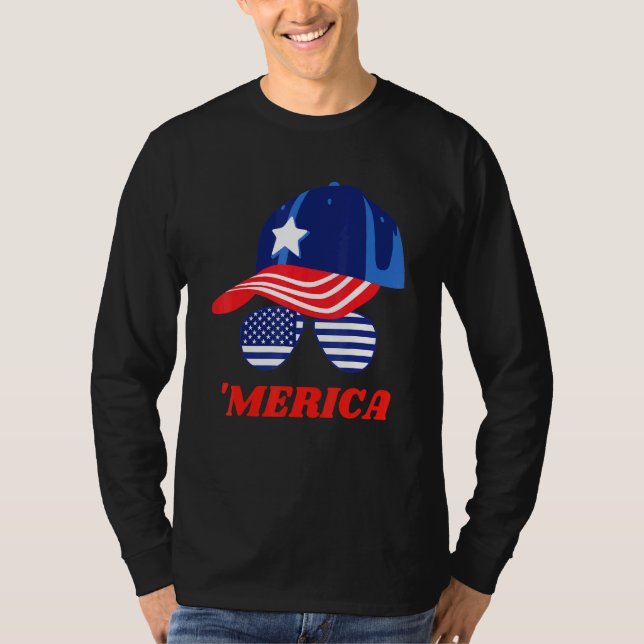 Amerikanska solglasögon och Flagga T Shirt (Framsida)