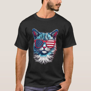Amerikanska solglasögon USA flagga 4:e juli Katt G T Shirt