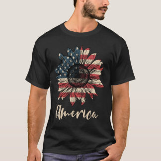 Amerikanska solrosdagen 4 juli Amerikanska patriot T Shirt