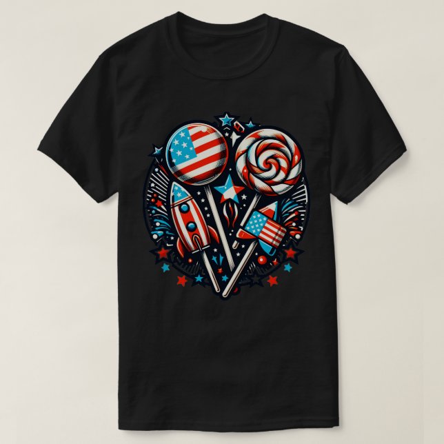 Amerikanska sommaren Vibes 4:e juli Firande med T Shirt (Design framsida)