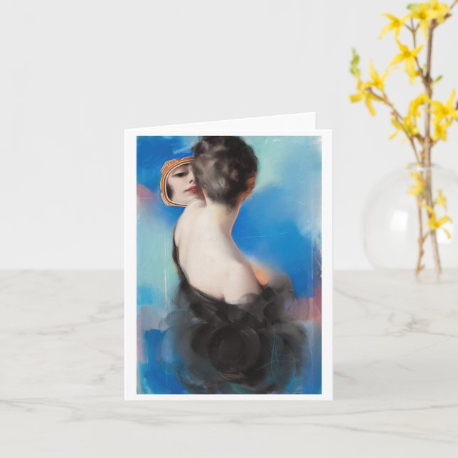 Amerikanska Söndag illustration, Rolf Armstrong Kort (Gul blomma)