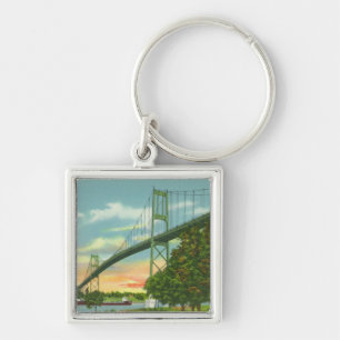 Amerikanska span i Internationell Bridge View Fyrkantig Silverfärgad Nyckelring