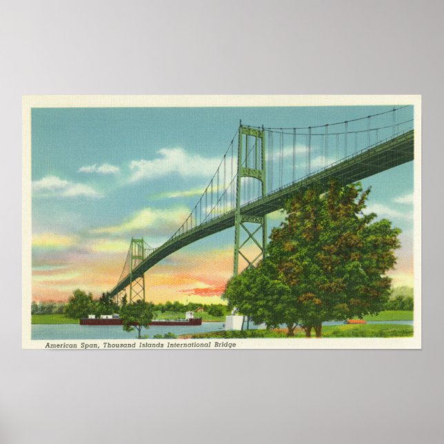 Amerikanska span i Internationell Bridge View Poster (Framsidan)