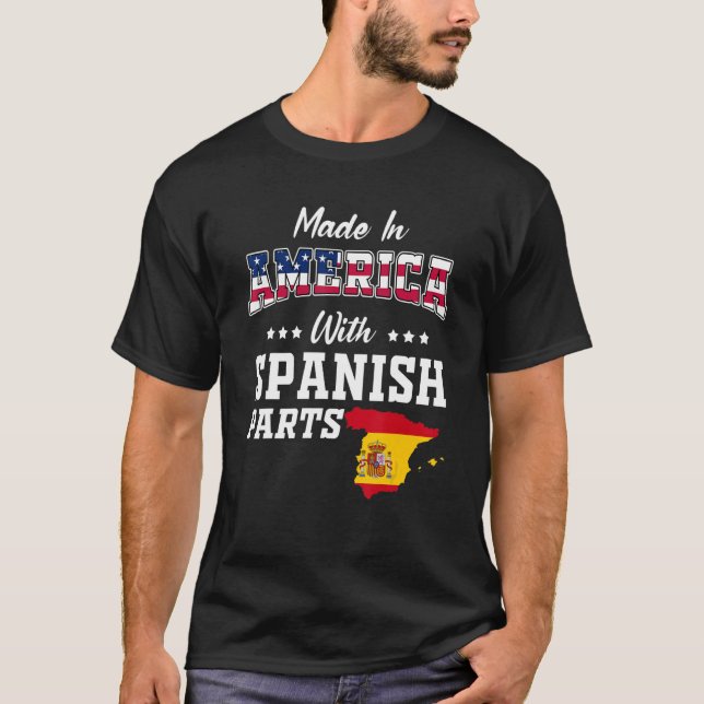 Amerikanska spanska delar Spanien Karta USA flagga T Shirt (Framsida)