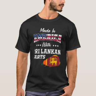 Amerikanska srilankesiska delar Sri Lanka Karta US T Shirt