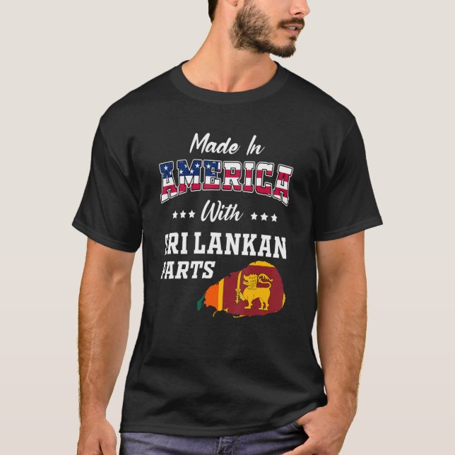 Amerikanska srilankesiska delar Sri Lanka Karta US T Shirt (Framsida)