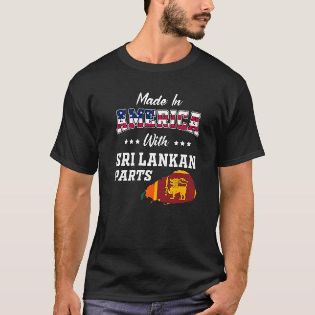 Amerikanska srilankesiska delar Sri Lanka Karta US T Shirt (Framsida)