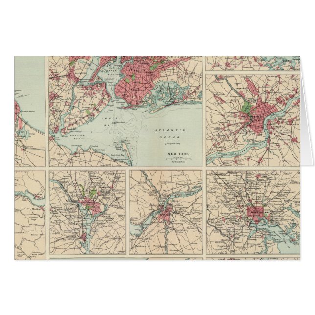 Amerikanska städer i enhetlig  hälsningskort (Framsidan Horizontal)