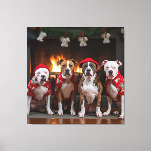 Amerikanska Stafford-julen av Fireplace-julen Canvastryck (Framsida)