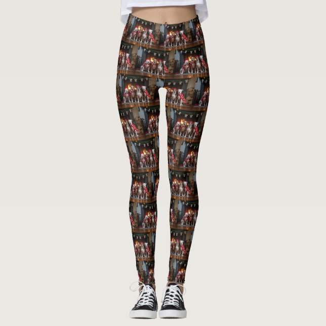 Amerikanska Stafford-julen av Fireplace-julen Leggings (Framsida)