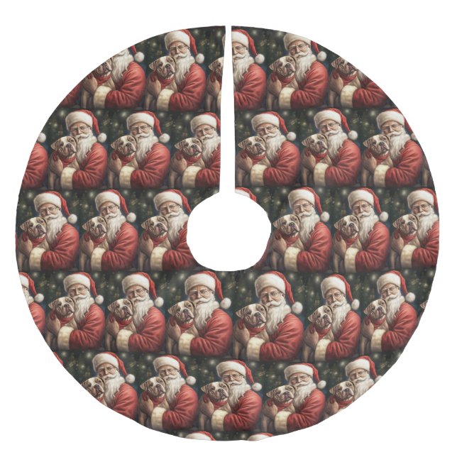 Amerikanska Stafford-shire med Jultomten-jul Julgransmatta Borstad Polyester (Framsidan)