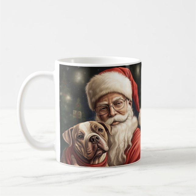 Amerikanska Stafford-shire med Jultomten-jul Kaffemugg (Vänster)