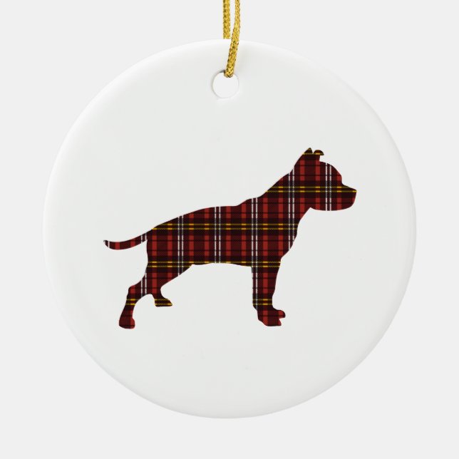Amerikanska Stafford Terrier-julen Julgransprydnad Keramik (Framsidan)