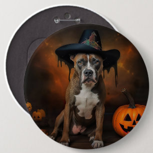 Amerikanska Staffordshire Pumpor Halloween Skräcki Knapp